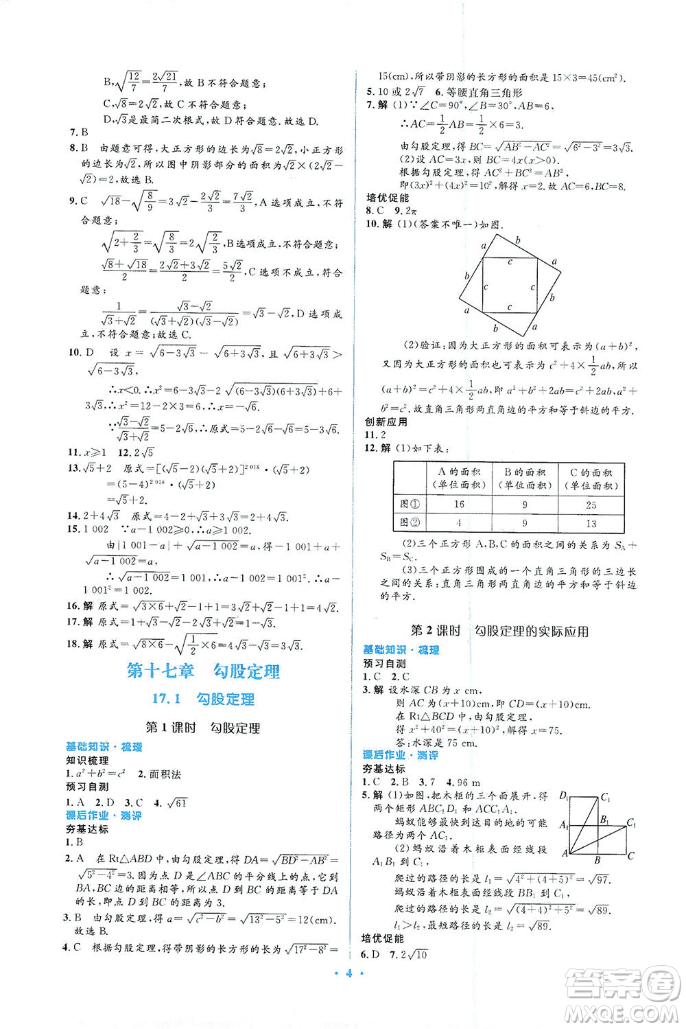 人民教育出版社2021同步解析與測(cè)評(píng)八年級(jí)數(shù)學(xué)下冊(cè)人教版答案