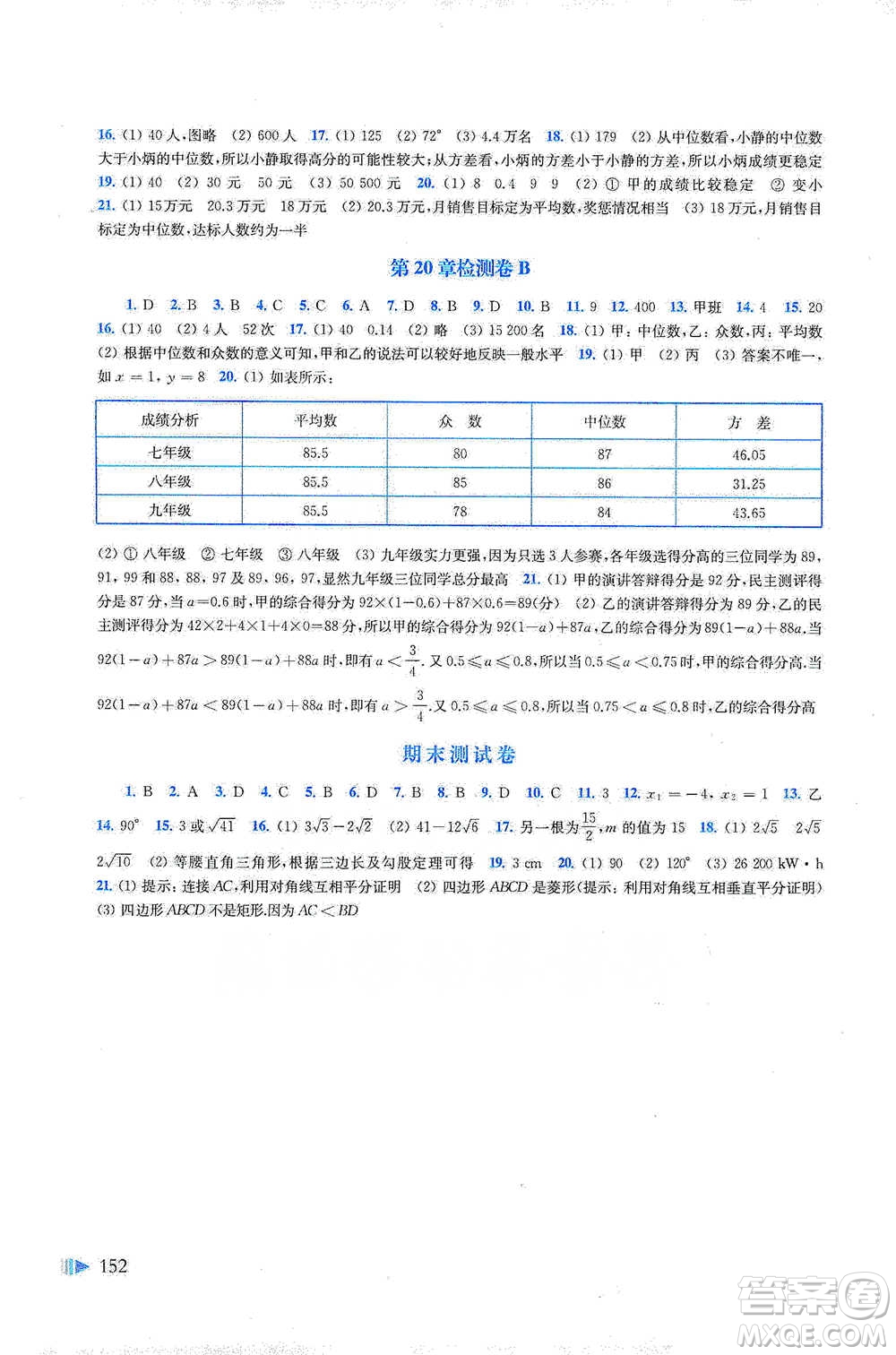 上?？茖W技術(shù)出版社2021初中數(shù)學同步練習八年級下冊滬科版參考答案