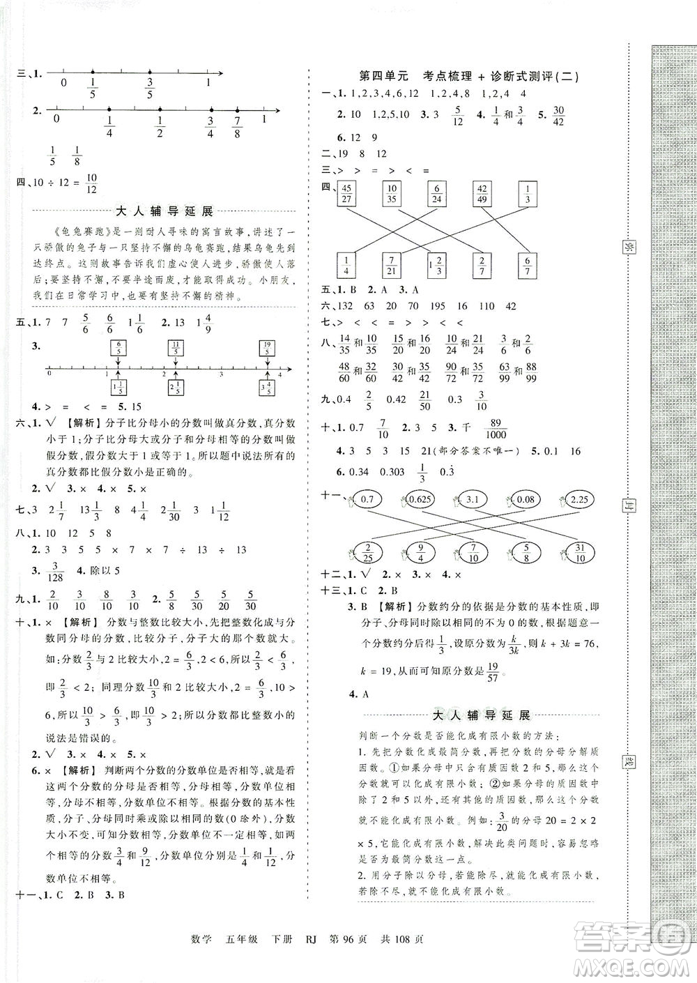 江西人民出版社2021春王朝霞考點梳理時習(xí)卷數(shù)學(xué)五年級下冊RJ人教版答案