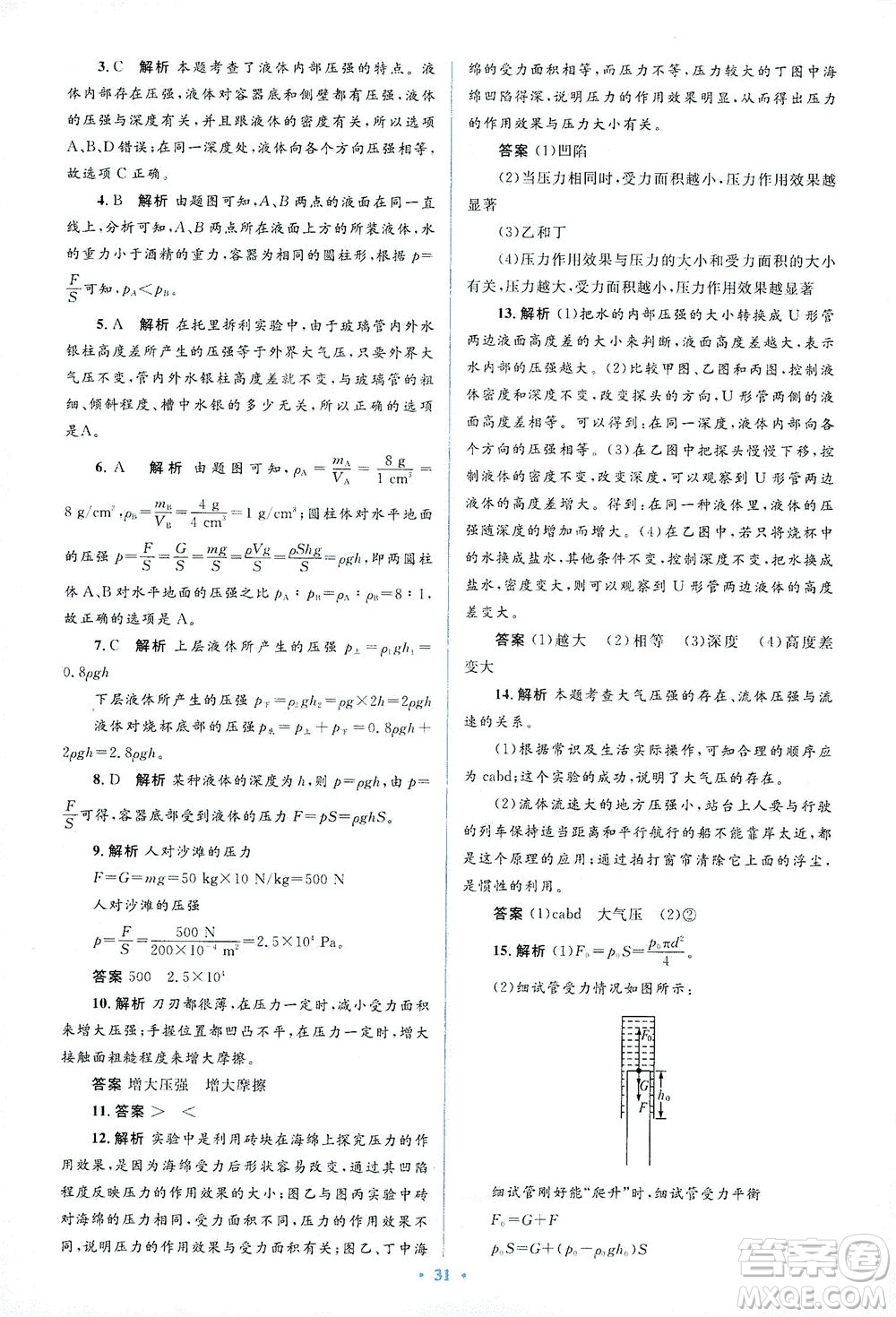 人民教育出版社2021同步解析與測(cè)評(píng)八年級(jí)物理下冊(cè)人教版答案