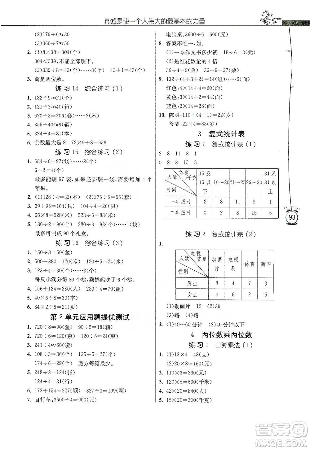 江蘇人民出版社2021小學(xué)數(shù)學(xué)應(yīng)用題解題高手三年級下冊人教版參考答案