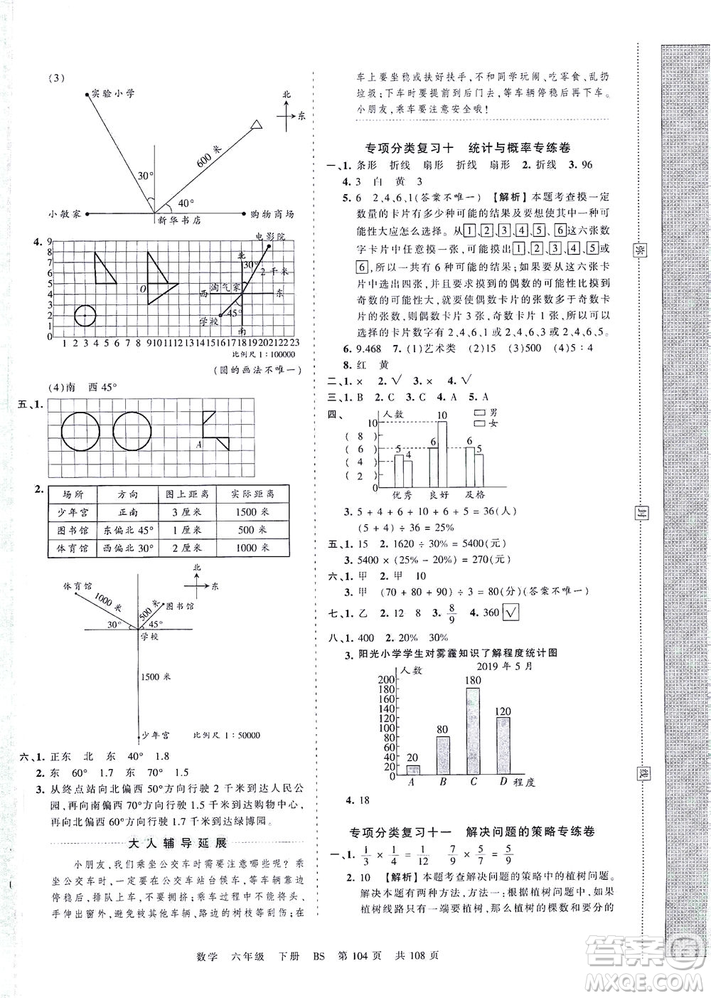 江西人民出版社2021春王朝霞考點梳理時習(xí)卷數(shù)學(xué)六年級下冊BS北師版答案