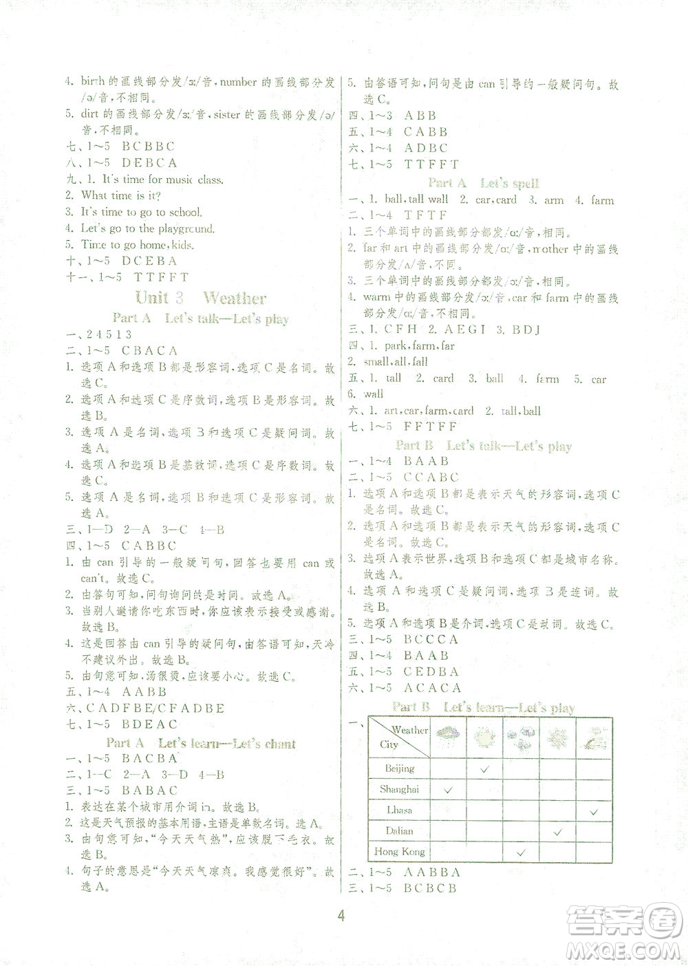 江蘇人民出版社2021實(shí)驗(yàn)班提優(yōu)訓(xùn)練四年級(jí)英語下冊RJPEP人教版答案