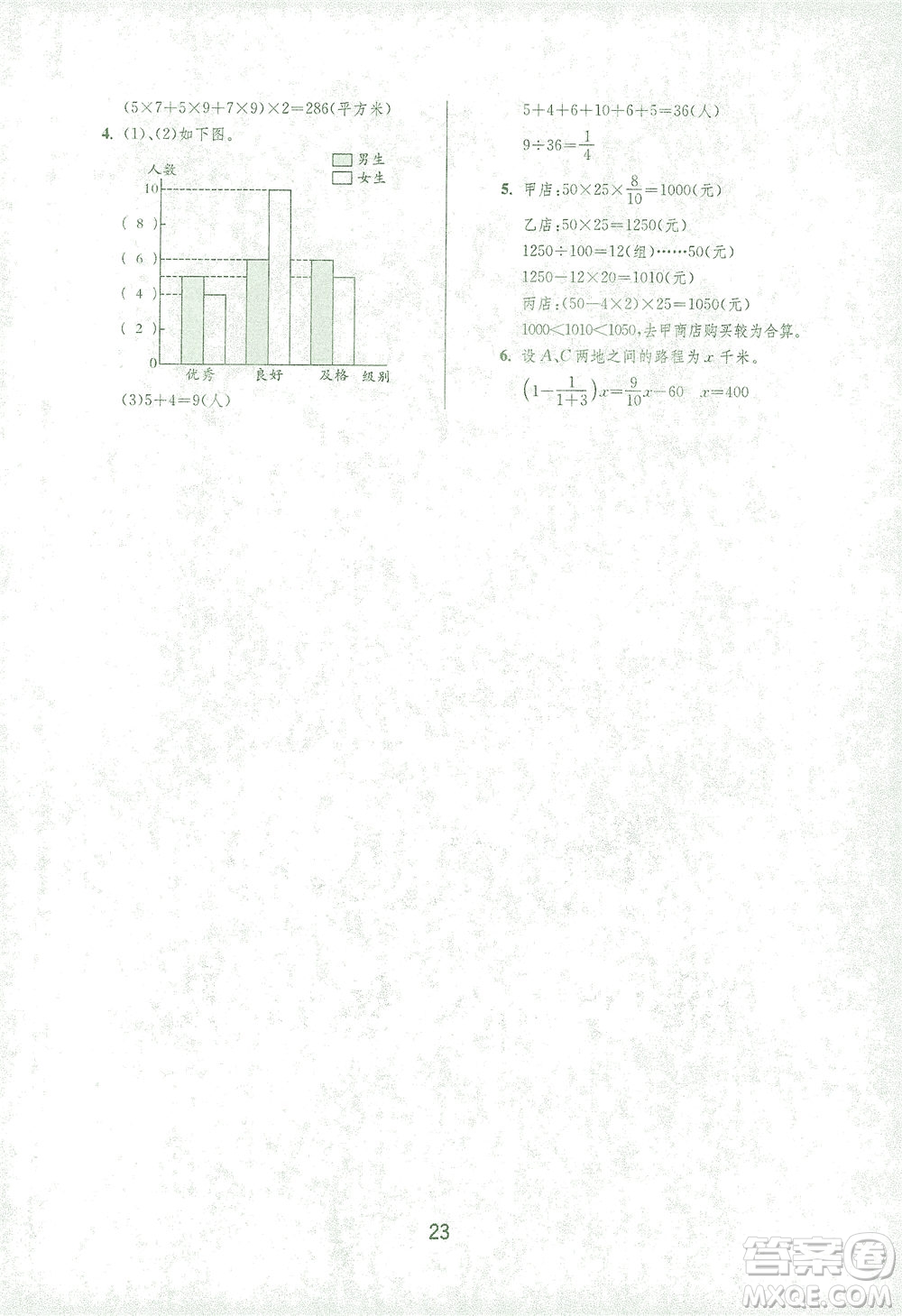 江蘇人民出版社2021實(shí)驗(yàn)班提優(yōu)訓(xùn)練五年級(jí)數(shù)學(xué)下冊(cè)BSD北師大版答案