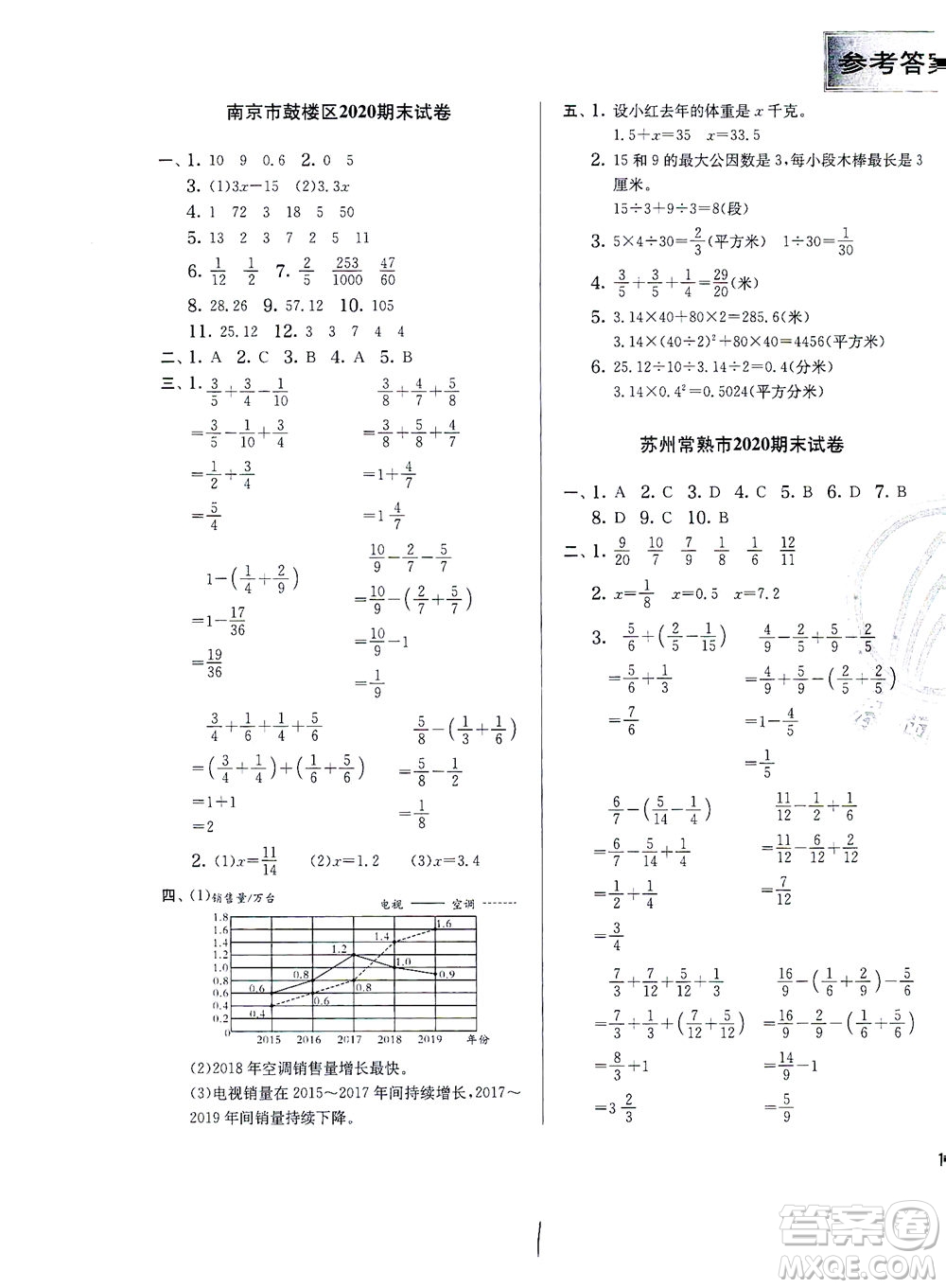 江蘇人民出版社2021實(shí)驗(yàn)班提優(yōu)訓(xùn)練五年級(jí)數(shù)學(xué)下冊(cè)JSJY蘇教版答案