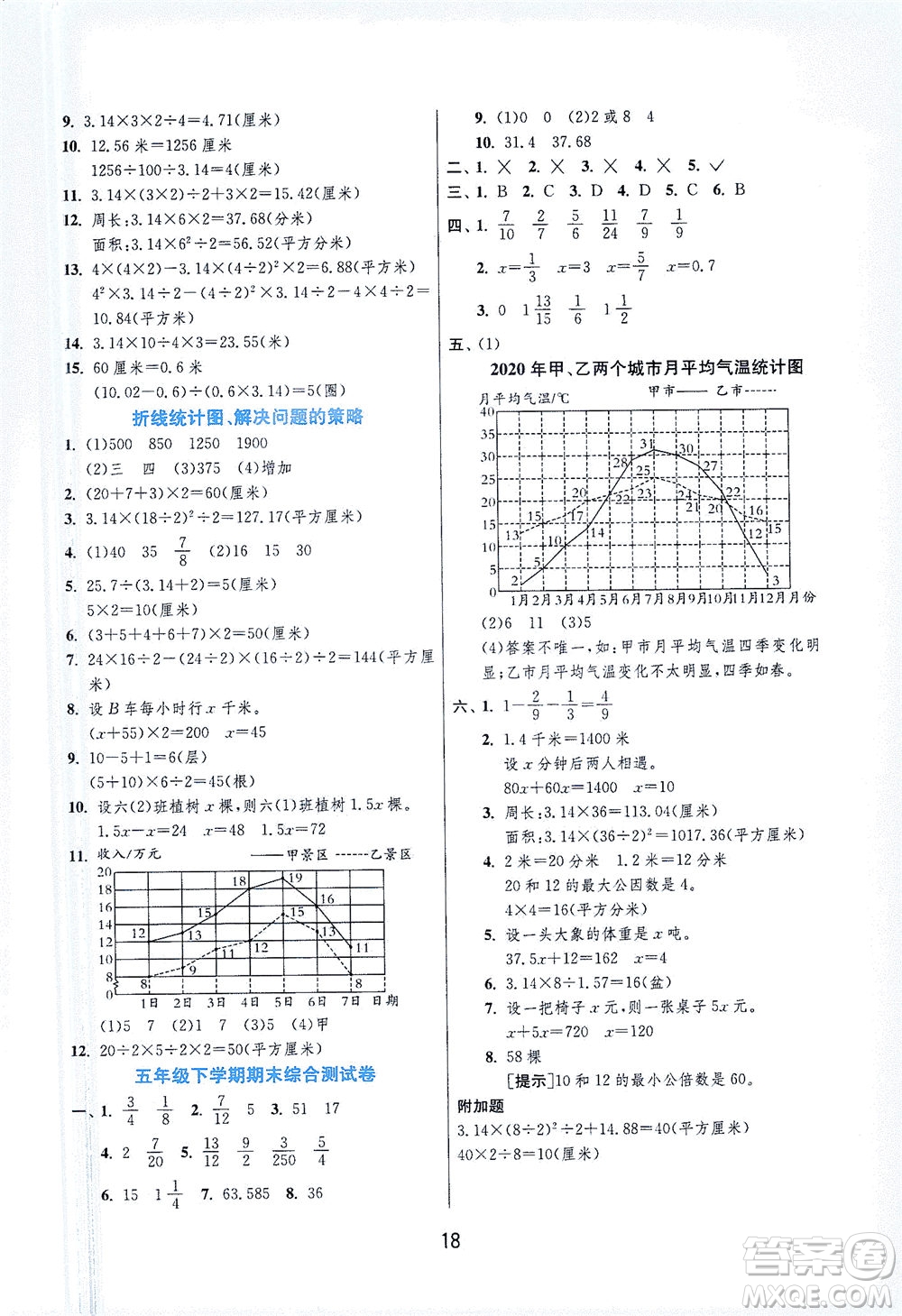 江蘇人民出版社2021實(shí)驗(yàn)班提優(yōu)訓(xùn)練五年級(jí)數(shù)學(xué)下冊(cè)JSJY蘇教版答案