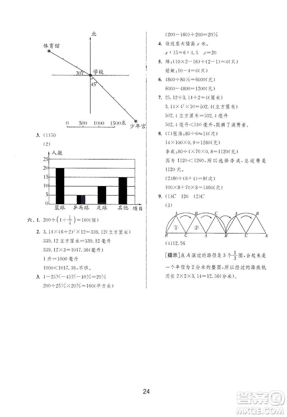 江蘇人民出版社2021實(shí)驗(yàn)班提優(yōu)訓(xùn)練六年級數(shù)學(xué)下冊JSJY蘇教版答案