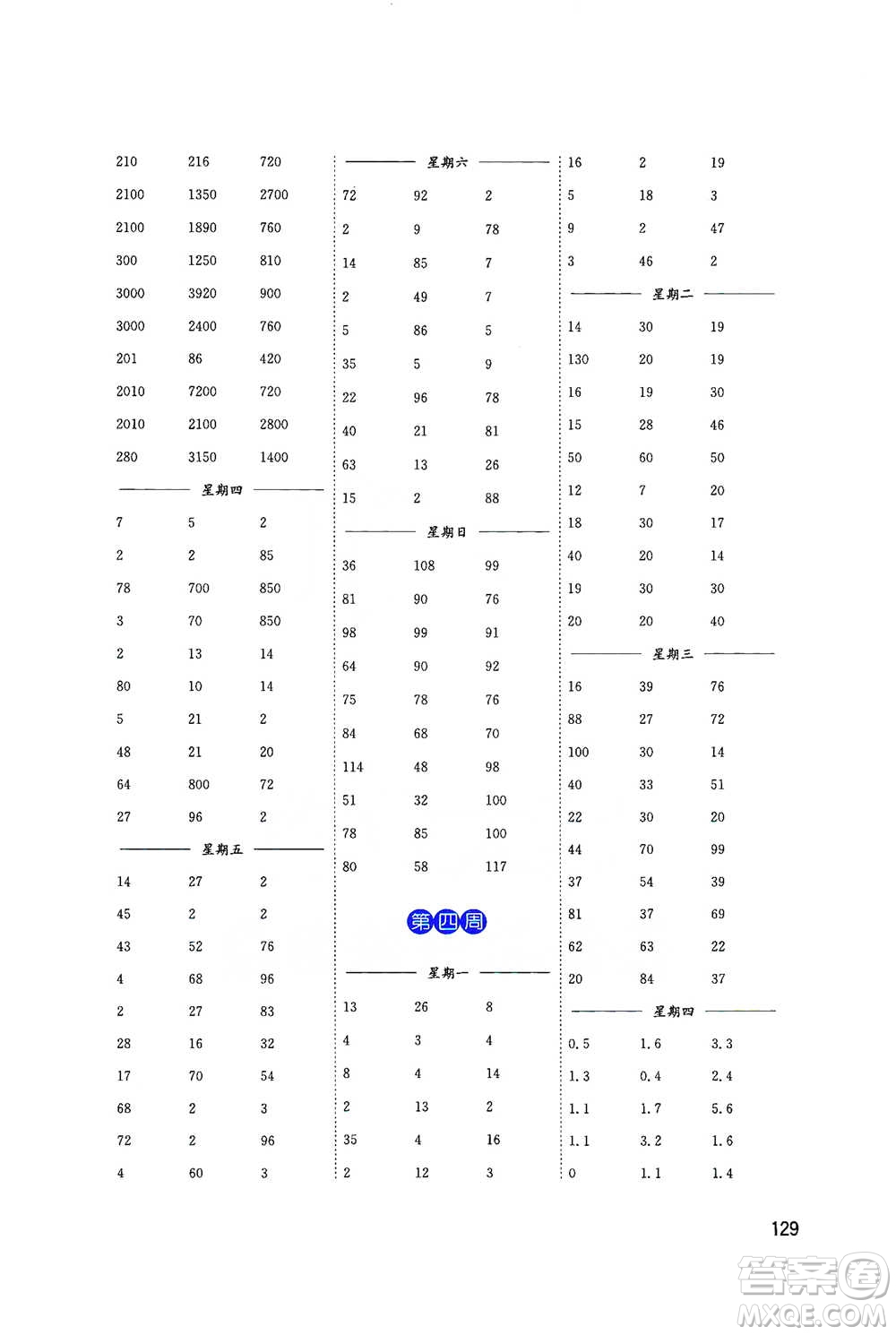 東南大學出版社2021名師點撥分級培優(yōu)速算能手數(shù)學四年級下冊參考答案