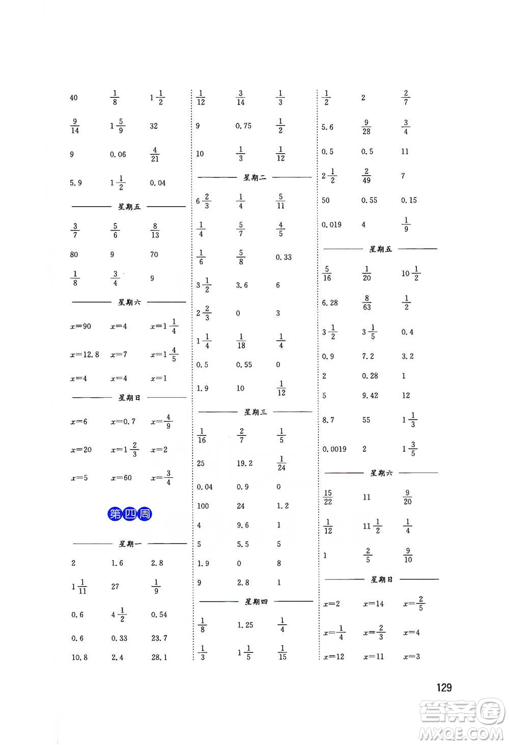 東南大學(xué)出版社2021名師點(diǎn)撥分級(jí)培優(yōu)速算能手?jǐn)?shù)學(xué)六年級(jí)下冊(cè)參考答案