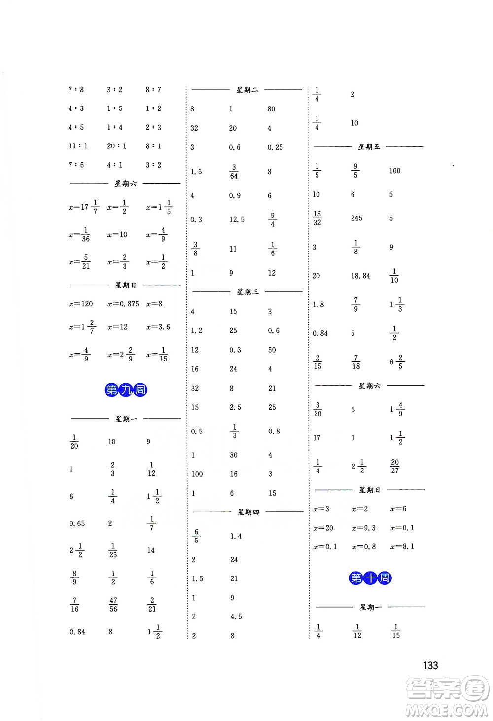 東南大學(xué)出版社2021名師點(diǎn)撥分級(jí)培優(yōu)速算能手?jǐn)?shù)學(xué)六年級(jí)下冊(cè)參考答案