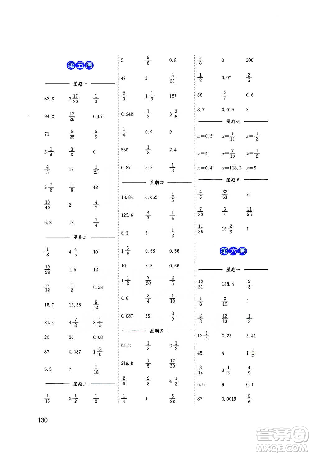 東南大學(xué)出版社2021名師點(diǎn)撥分級(jí)培優(yōu)速算能手?jǐn)?shù)學(xué)六年級(jí)下冊(cè)參考答案