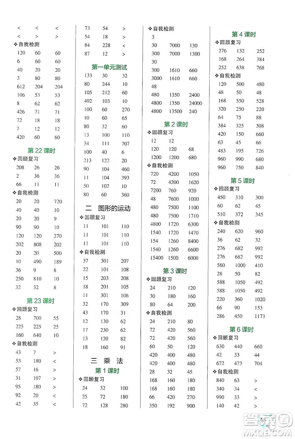 遼寧教育出版社2021小學(xué)學(xué)霸口算三年級(jí)下冊(cè)數(shù)學(xué)北師版參考答案