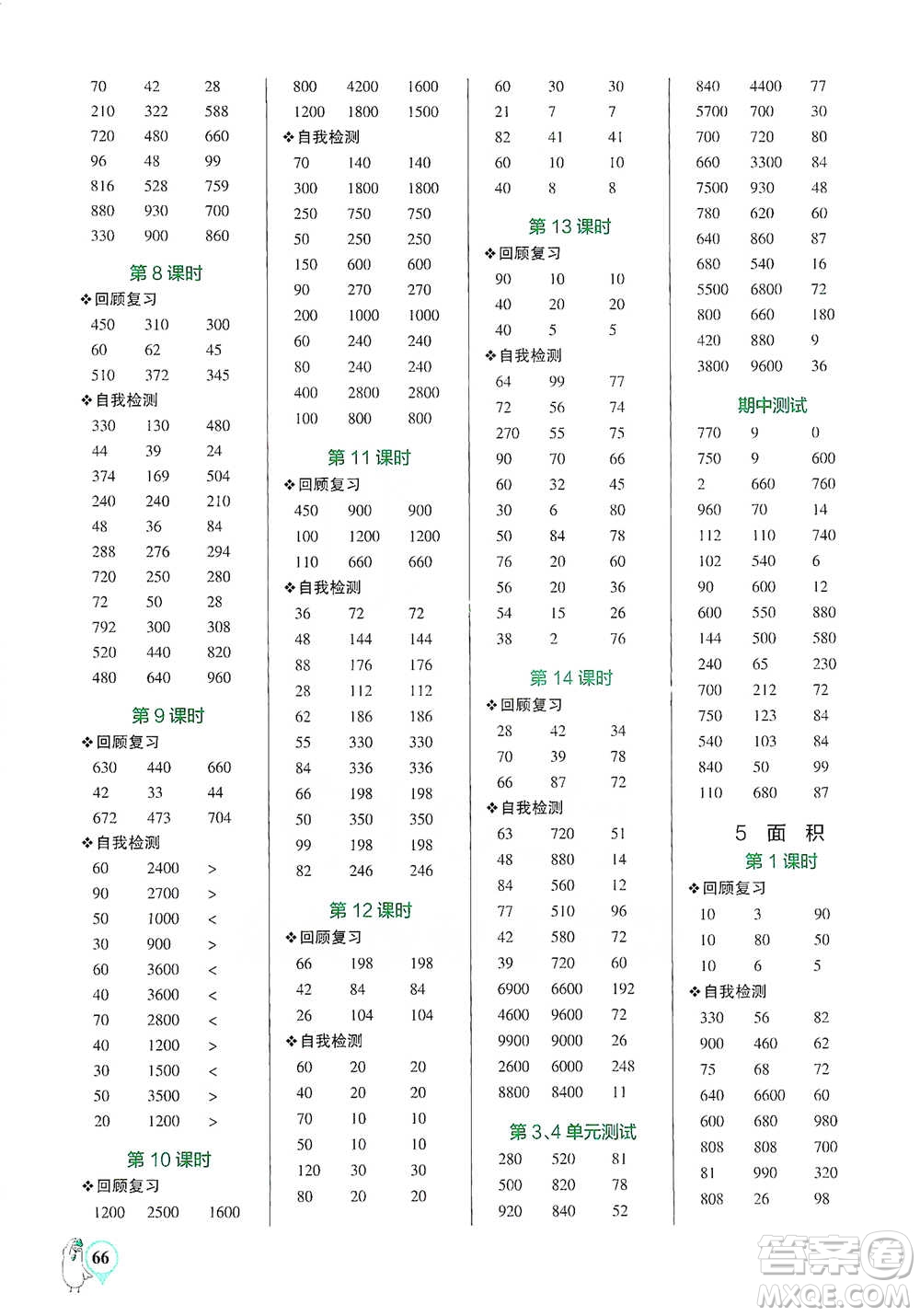 遼寧教育出版社2021小學(xué)學(xué)霸口算三年級下冊數(shù)學(xué)人教版參考答案