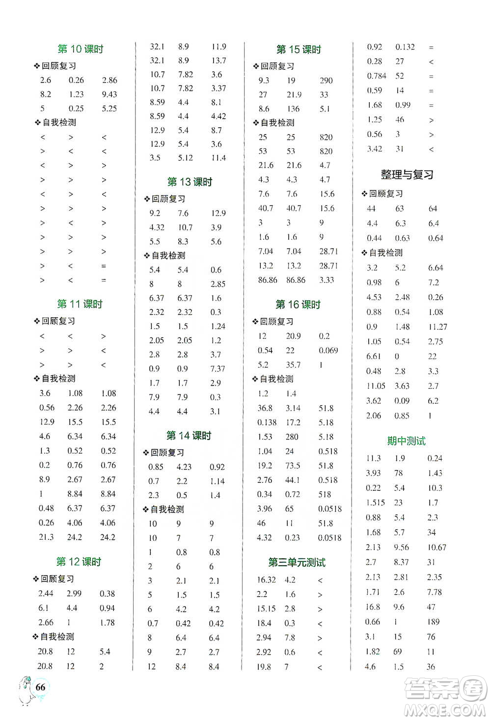 遼寧教育出版社2021小學學霸口算四年級下冊數(shù)學北師版參考答案