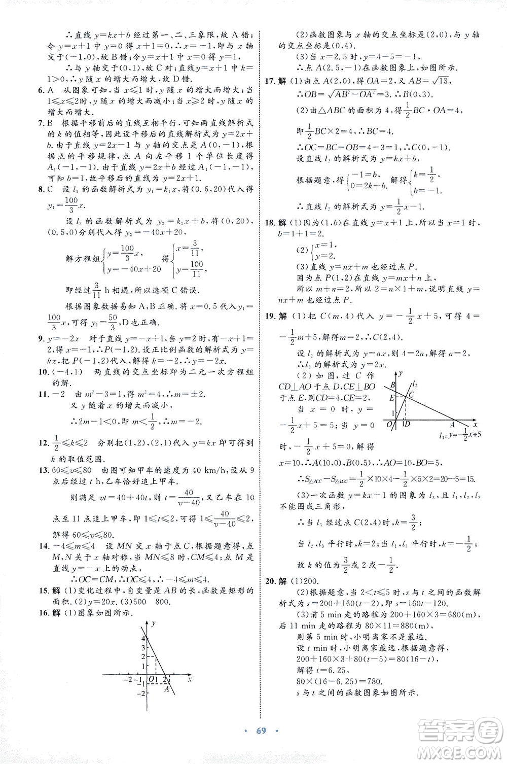 內(nèi)蒙古教育出版社2021學習目標與檢測八年級數(shù)學下冊人教版答案