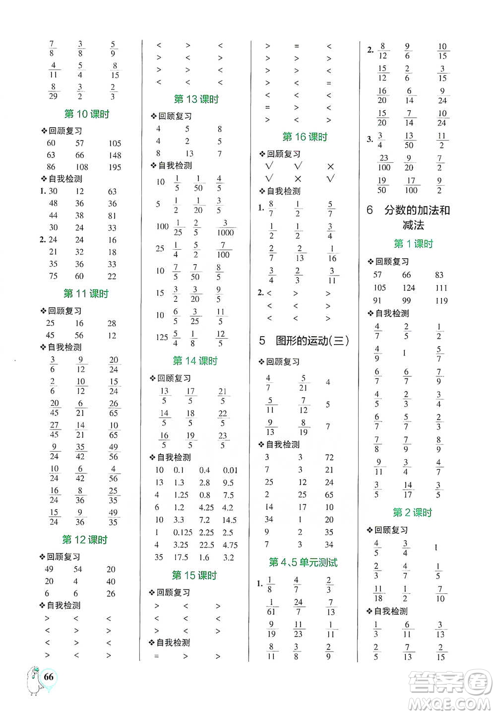 遼寧教育出版社2021小學(xué)學(xué)霸口算五年級下冊數(shù)學(xué)人教版參考答案