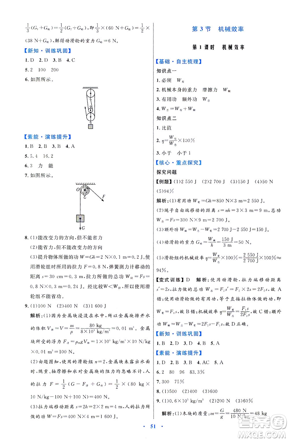 內(nèi)蒙古教育出版社2021學習目標與檢測八年級物理下冊人教版答案