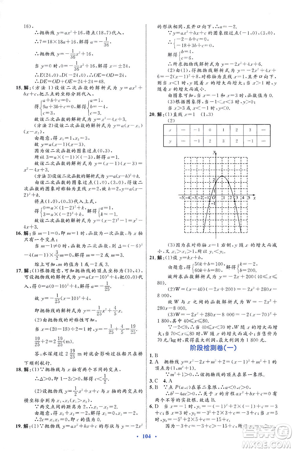 內(nèi)蒙古教育出版社2021學習目標與檢測九年級數(shù)學全一冊人教版答案