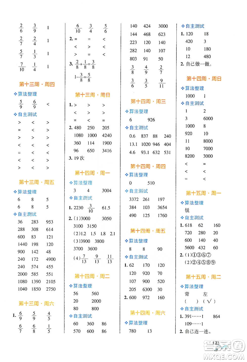 遼寧教育出版社2021小學(xué)學(xué)霸天天計(jì)算三年級(jí)下冊(cè)數(shù)學(xué)北師版參考答案