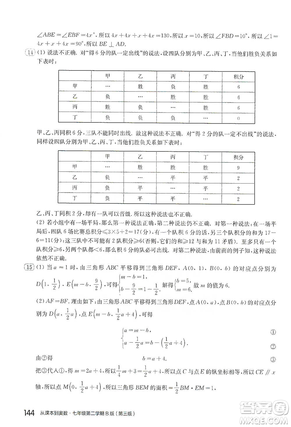 華東師范大學(xué)出版社2021從課本到奧數(shù)B版七年級第二學(xué)期數(shù)學(xué)通用版參考答案