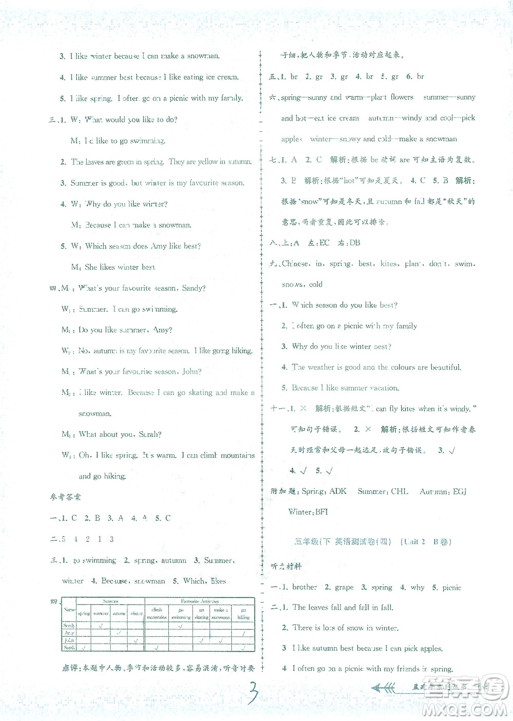 浙江工商大學出版社2021孟建平系列叢書小學單元測試英語五年級下R人教版答案