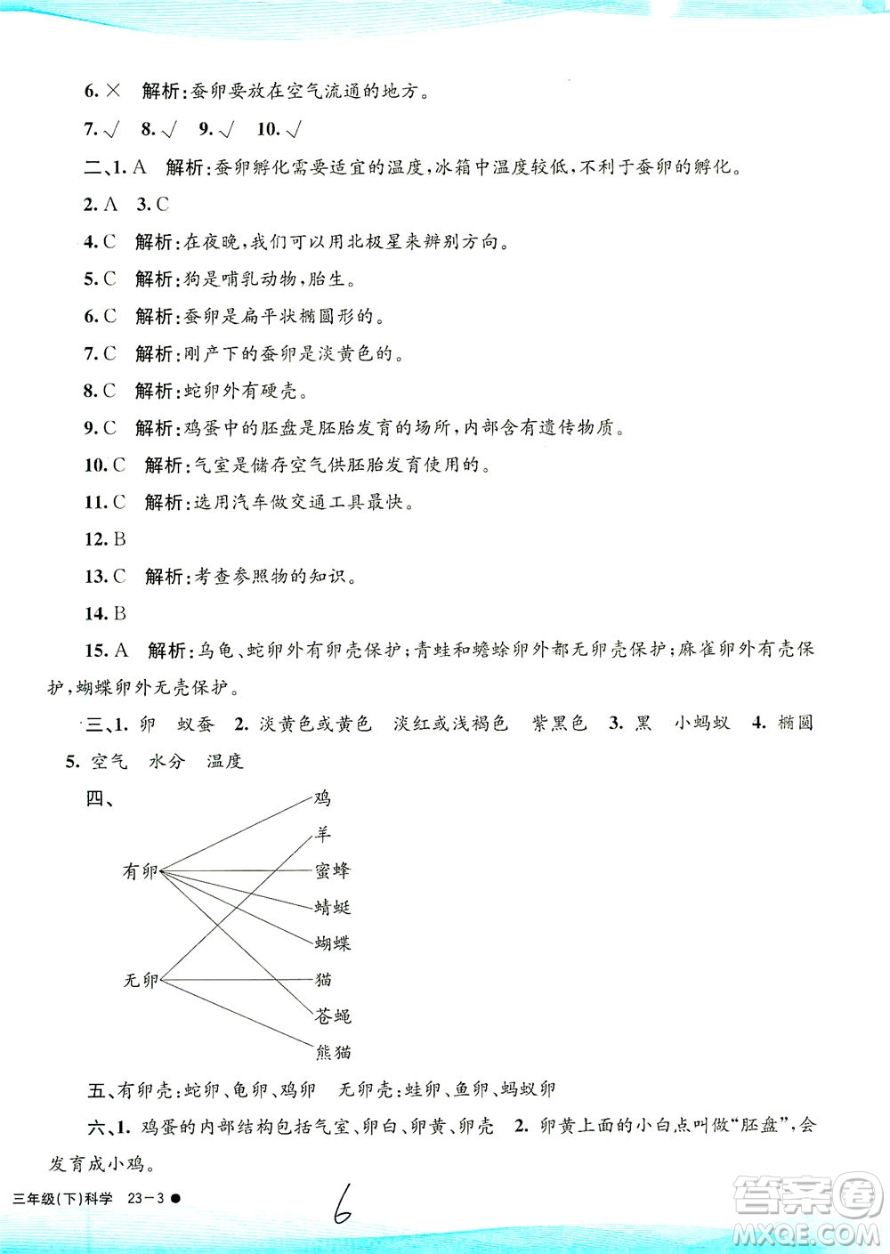 浙江工商大學(xué)出版社2021孟建平系列叢書小學(xué)滾動測試科學(xué)三年級下J教科版答案