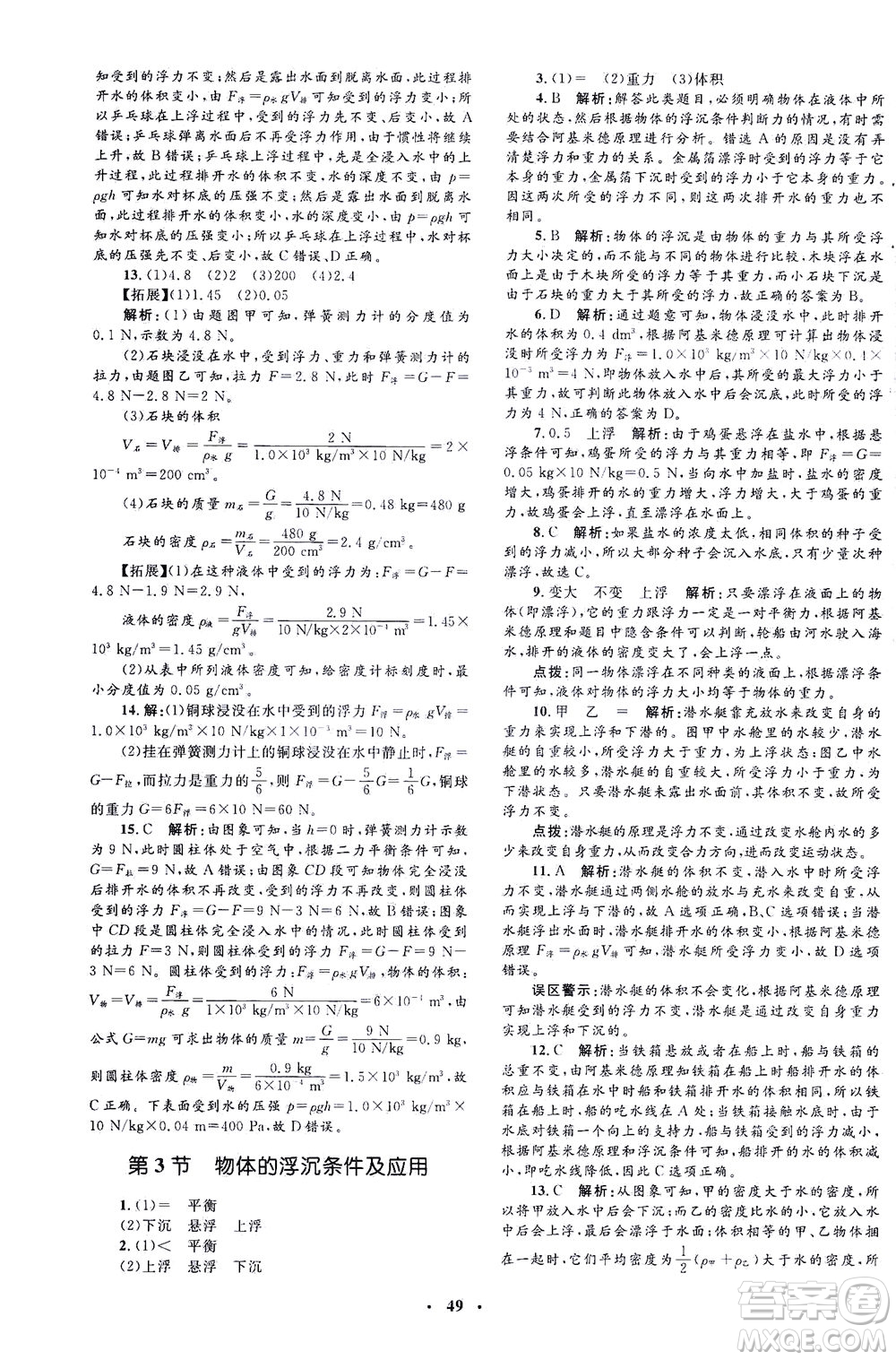 上海大學(xué)出版社2021非常1+1完全題練八年級(jí)物理下冊(cè)人教版答案