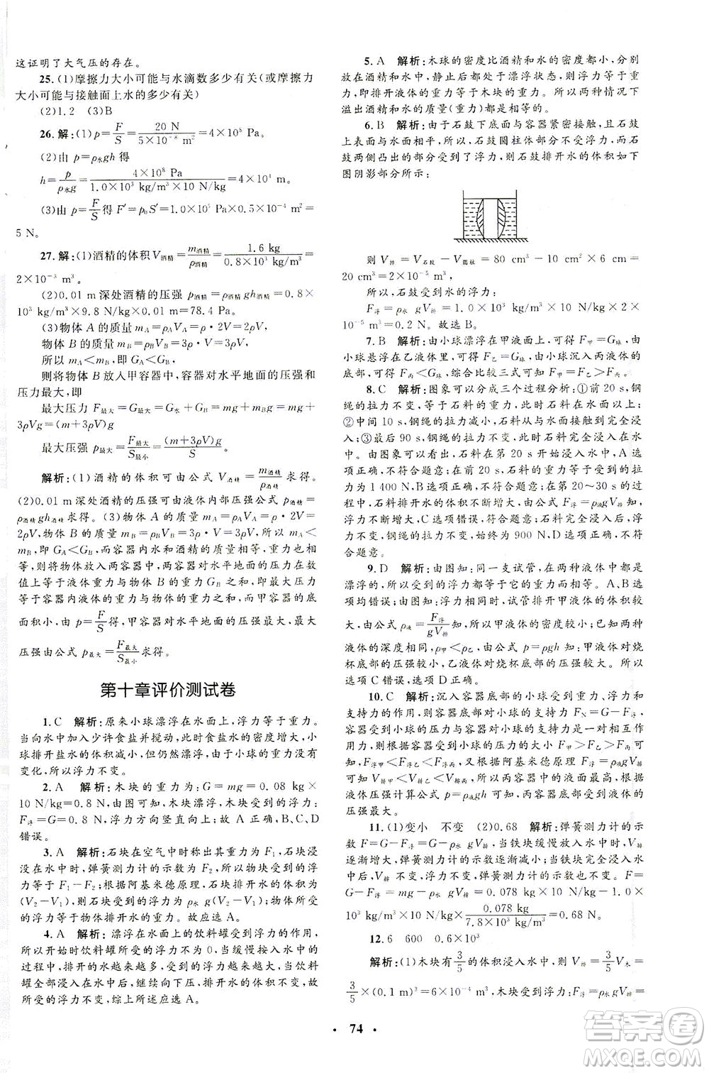 上海大學(xué)出版社2021非常1+1完全題練八年級(jí)物理下冊(cè)人教版答案