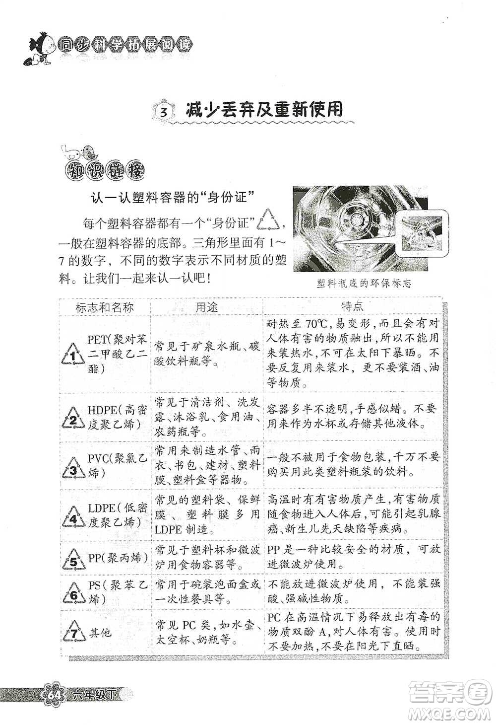 浙江教育出版社2021同步科學(xué)拓展閱讀六年級(jí)下冊教科版參考答案