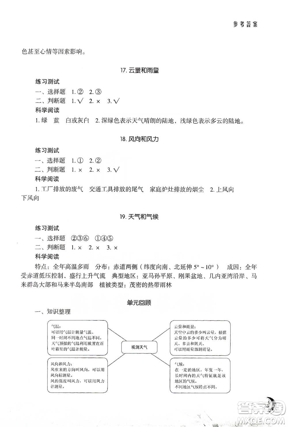 江蘇鳳凰教育出版社2021小學科學實驗冊三年級下冊參考答案