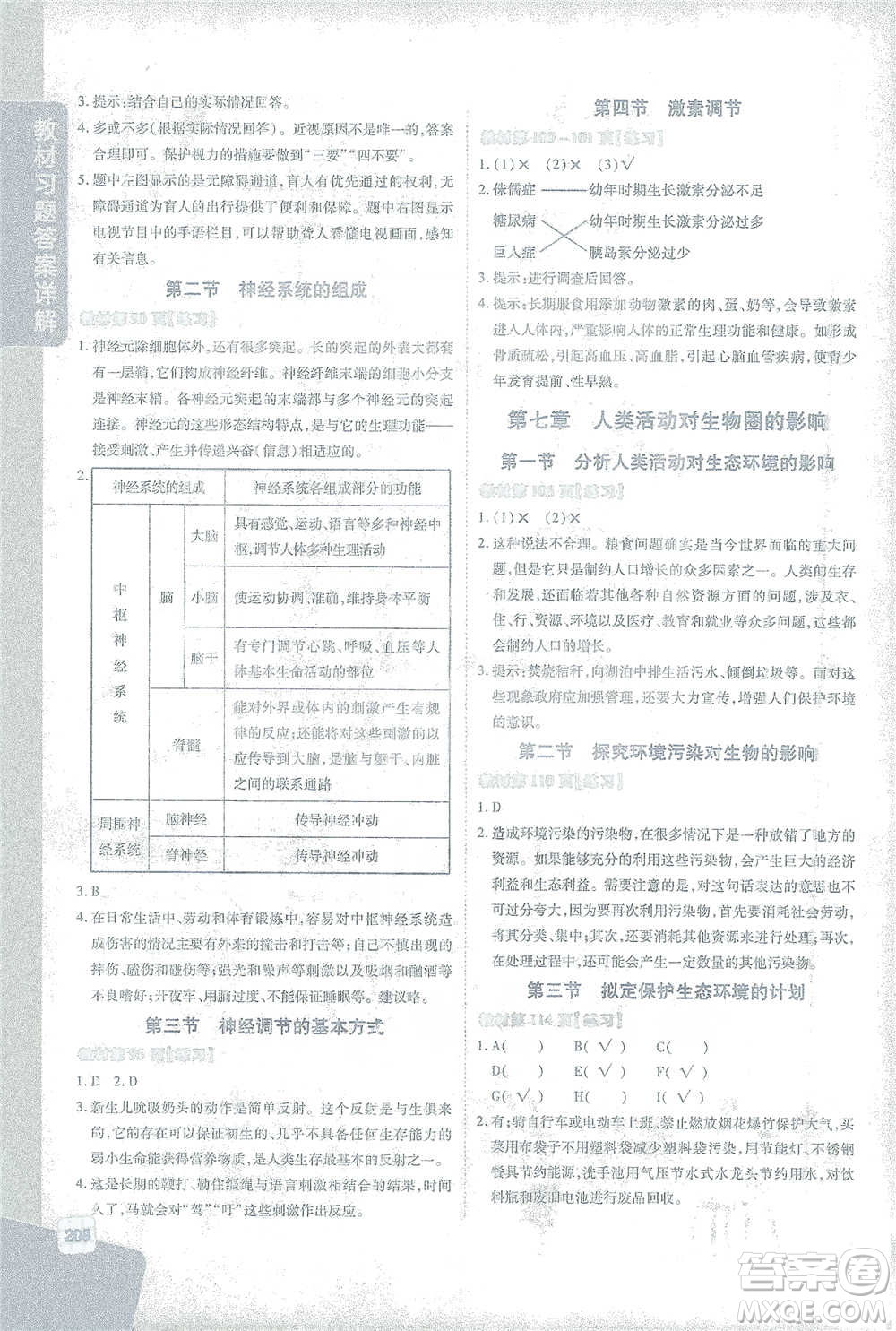 開明出版社2021倍速學習法七年級生物學下冊人教版參考答案