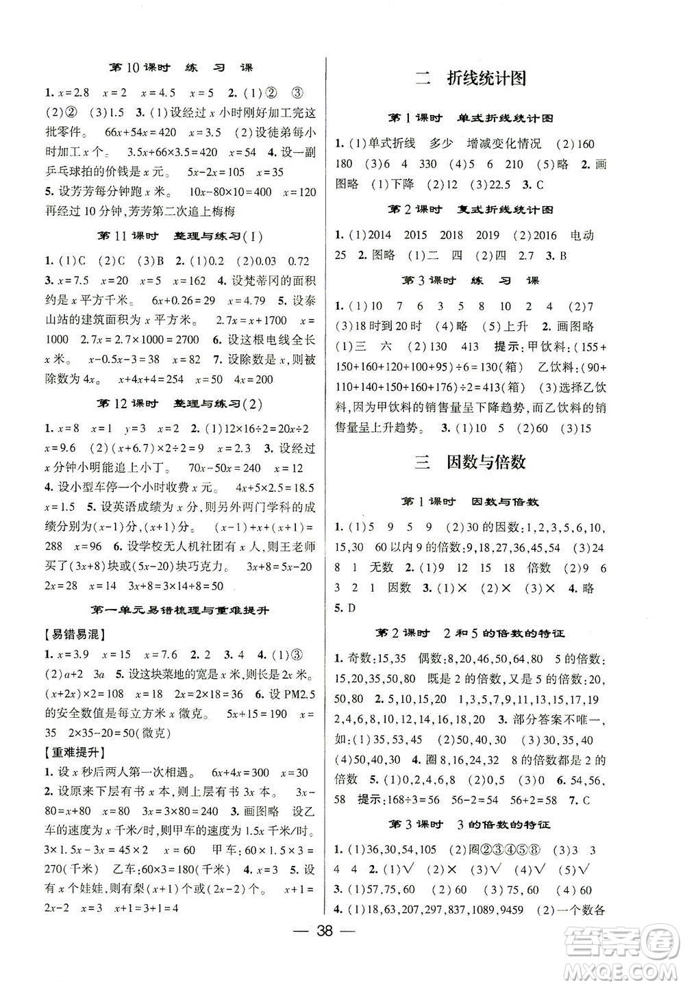 河海大學出版社2021棒棒堂五年級數學下冊江蘇國標版答案