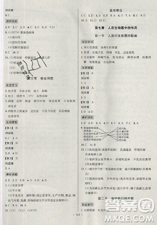 海南出版社2021名師名題生物七年級(jí)下冊(cè)JN濟(jì)南版答案