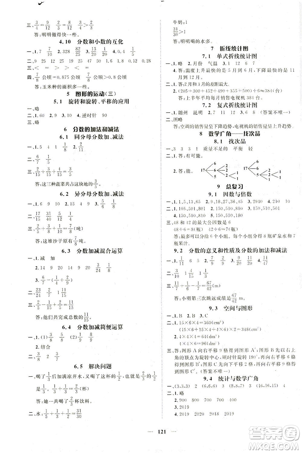 江西教育出版社2021名師測控五年級(jí)數(shù)學(xué)下冊人教版答案