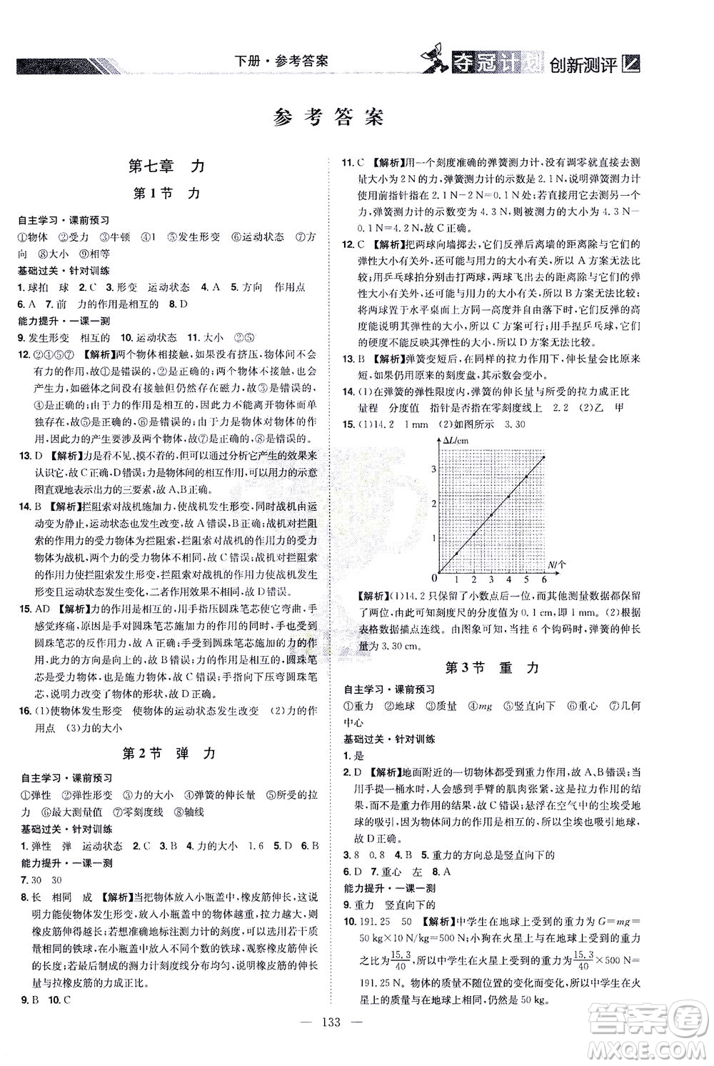 江西美術(shù)出版社2021奪冠計(jì)劃物理八年級(jí)下冊(cè)RJ人教版江西專版答案