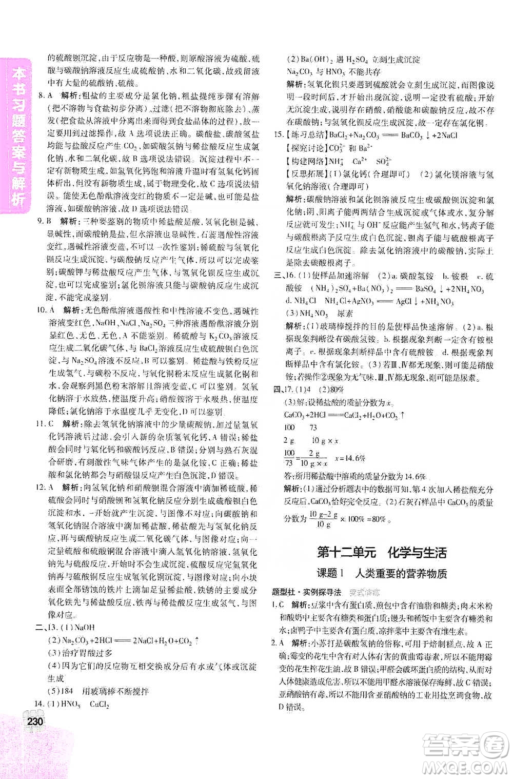 北京教育出版社2021倍速學(xué)習(xí)法九年級化學(xué)下冊人教版參考答案