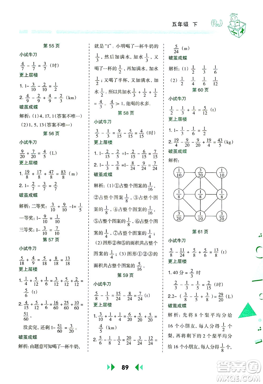 陜西人民教育出版社2021舉一反三應(yīng)用題高手五年級數(shù)學(xué)下冊人教版答案