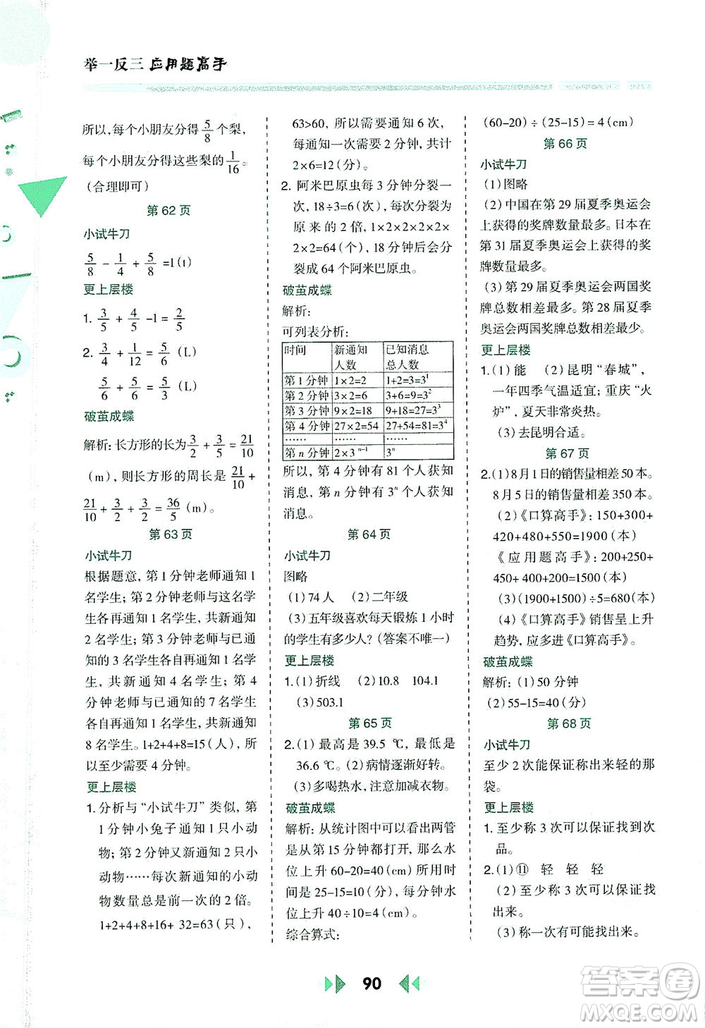 陜西人民教育出版社2021舉一反三應(yīng)用題高手五年級數(shù)學(xué)下冊人教版答案