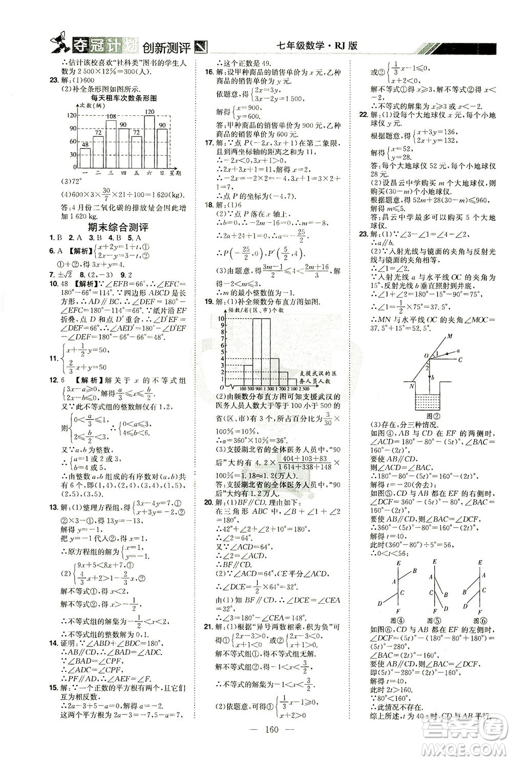 江西美術(shù)出版社2021奪冠計(jì)劃數(shù)學(xué)七年級(jí)下冊(cè)RJ人教版江西專版答案