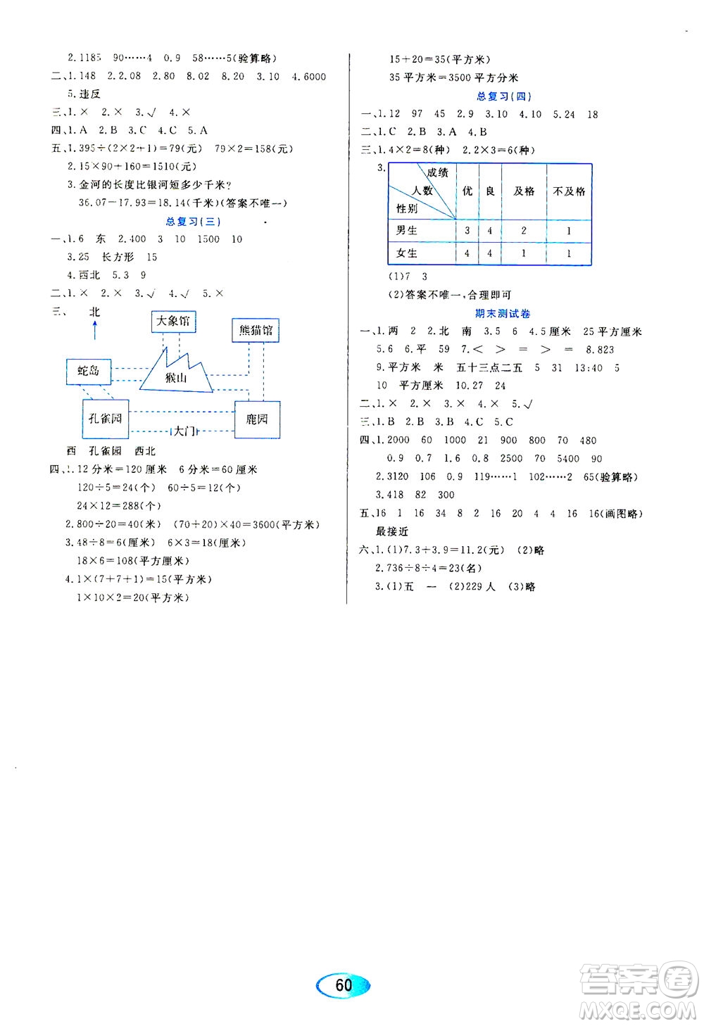 黑龍江教育出版社2021資源與評價三年級數(shù)學下冊人教版答案