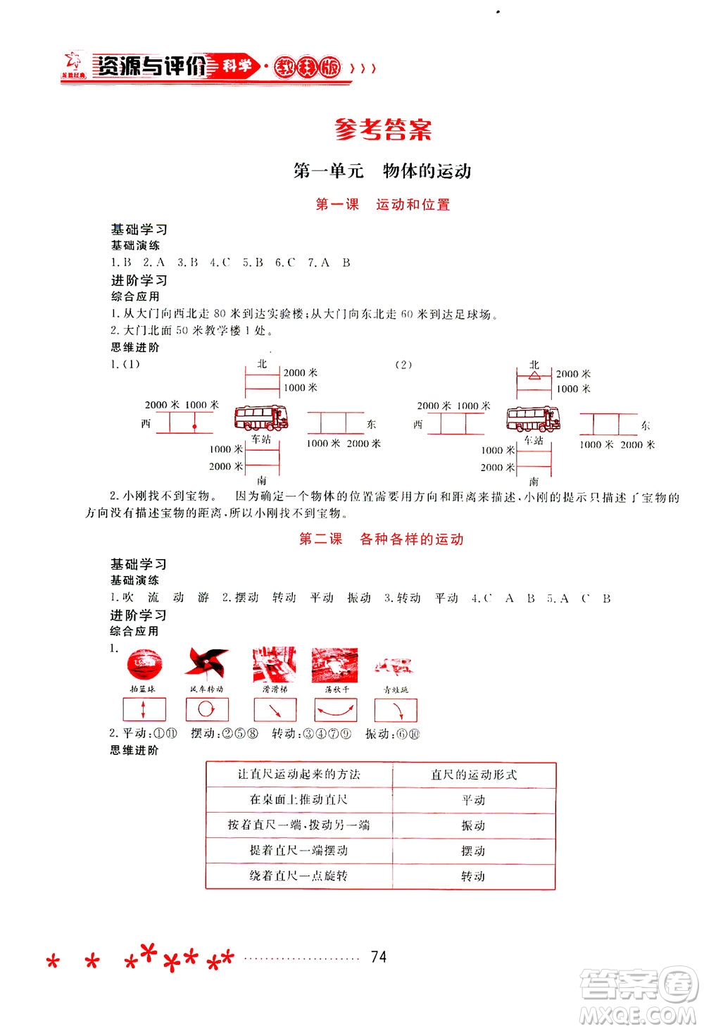 黑龍江教育出版社2021資源與評(píng)價(jià)三年級(jí)科學(xué)下冊(cè)教科版答案