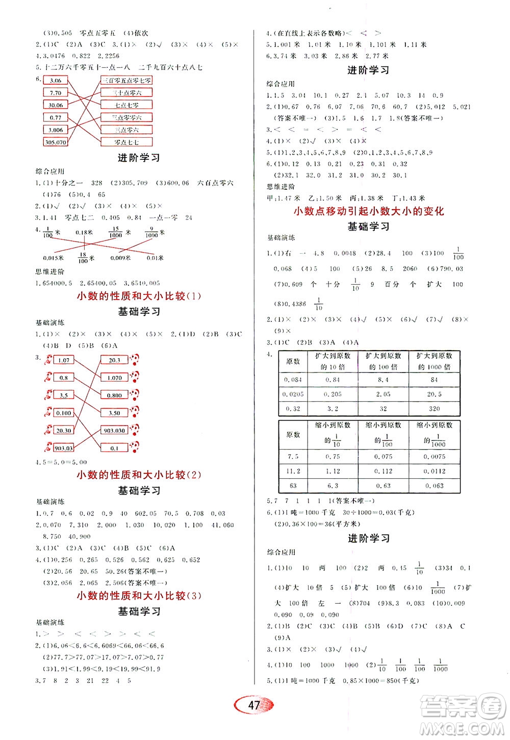 黑龍江教育出版社2021資源與評價四年級數(shù)學(xué)下冊人教版答案