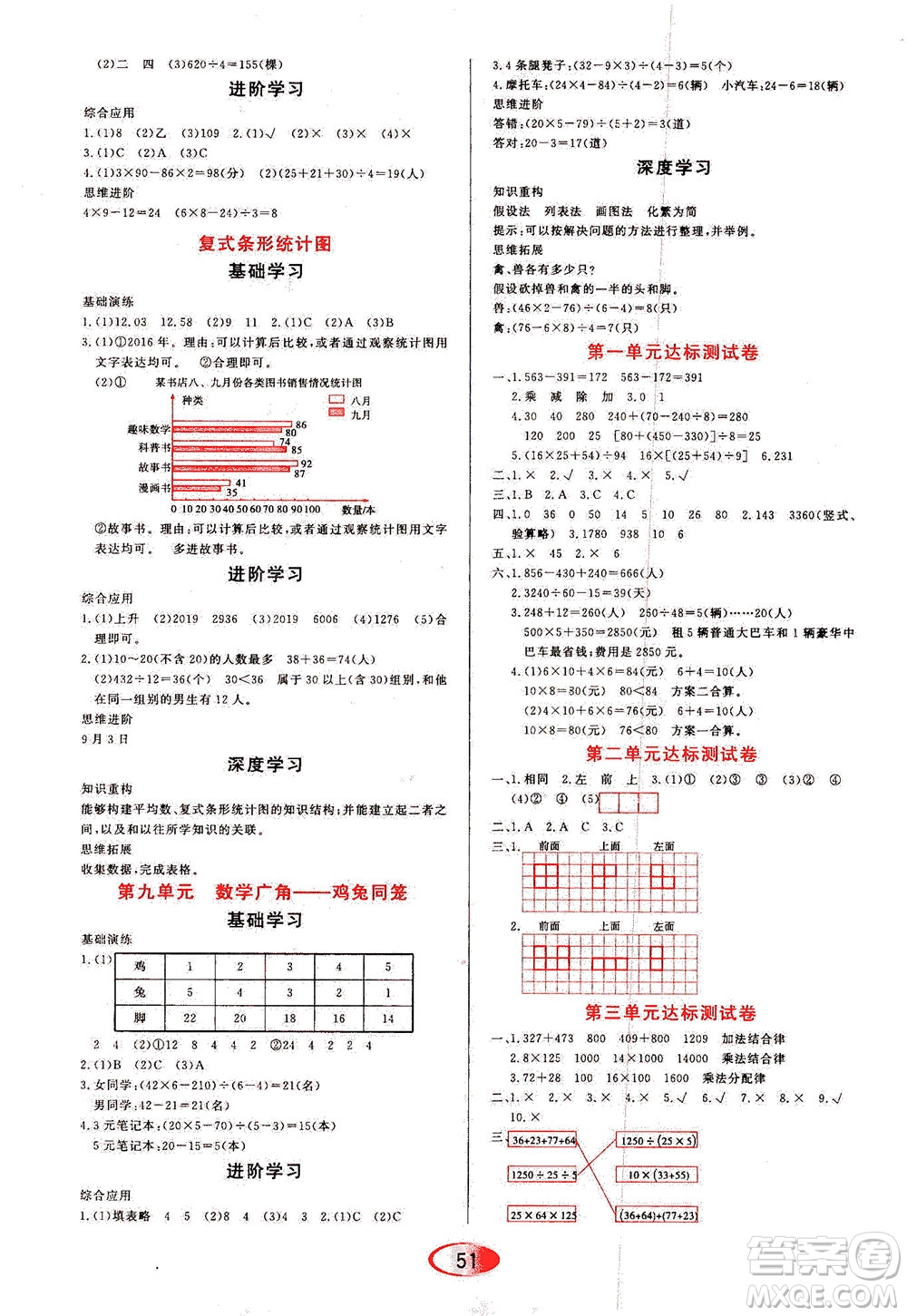 黑龍江教育出版社2021資源與評價四年級數(shù)學(xué)下冊人教版答案