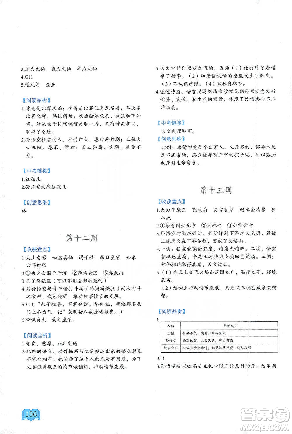 延邊教育出版社2021名著閱讀周計(jì)劃七年級(jí)語(yǔ)文通用版參考答案