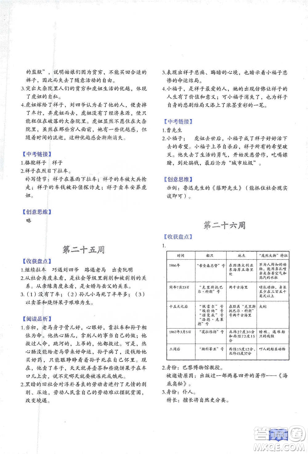 延邊教育出版社2021名著閱讀周計(jì)劃七年級(jí)語(yǔ)文通用版參考答案