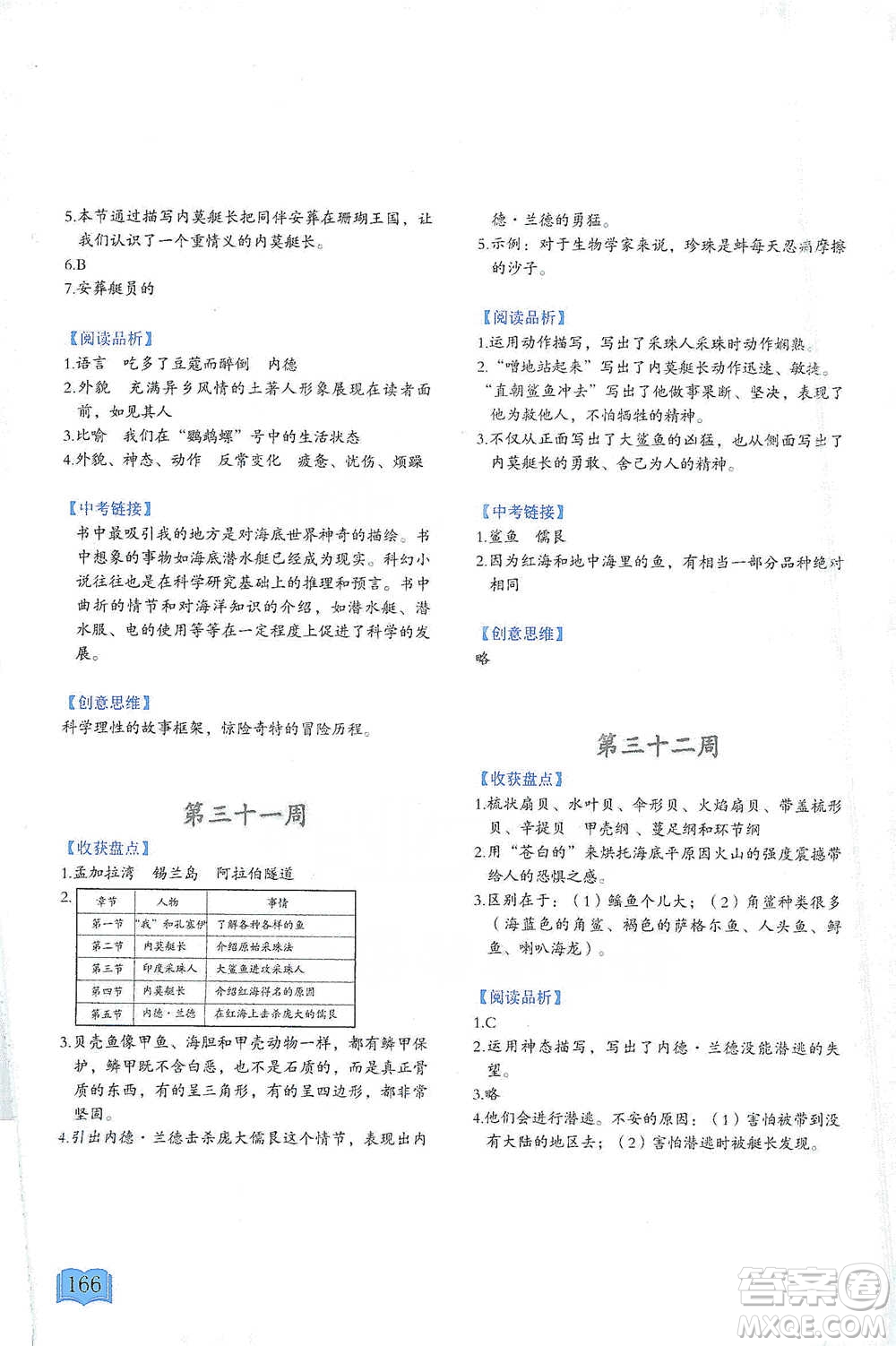 延邊教育出版社2021名著閱讀周計(jì)劃七年級(jí)語(yǔ)文通用版參考答案