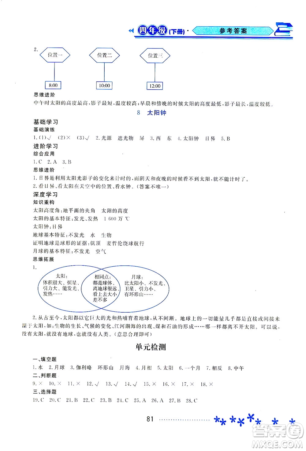 黑龍江教育出版社2021資源與評價四年級科學下冊蘇教版答案