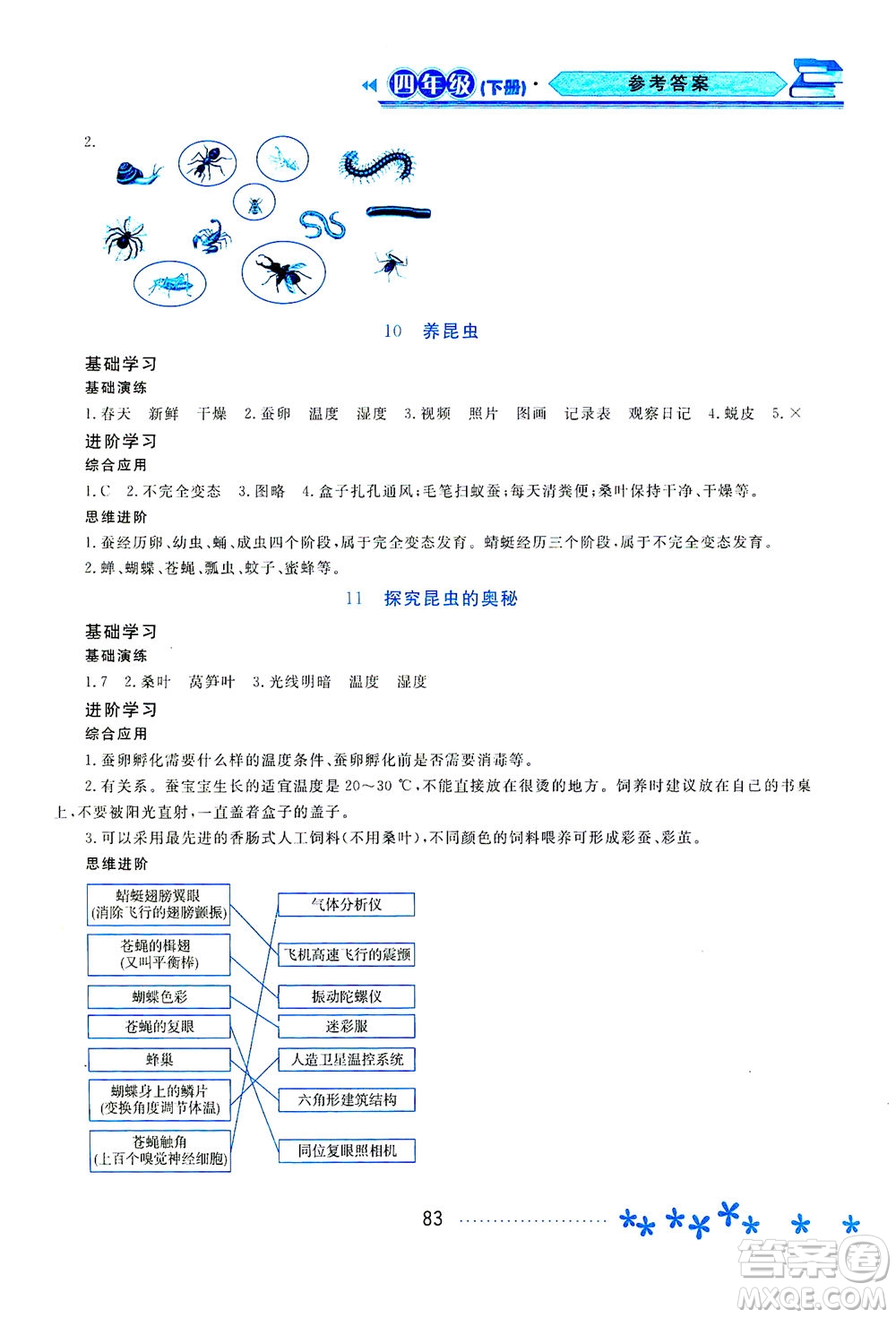 黑龍江教育出版社2021資源與評價四年級科學下冊蘇教版答案