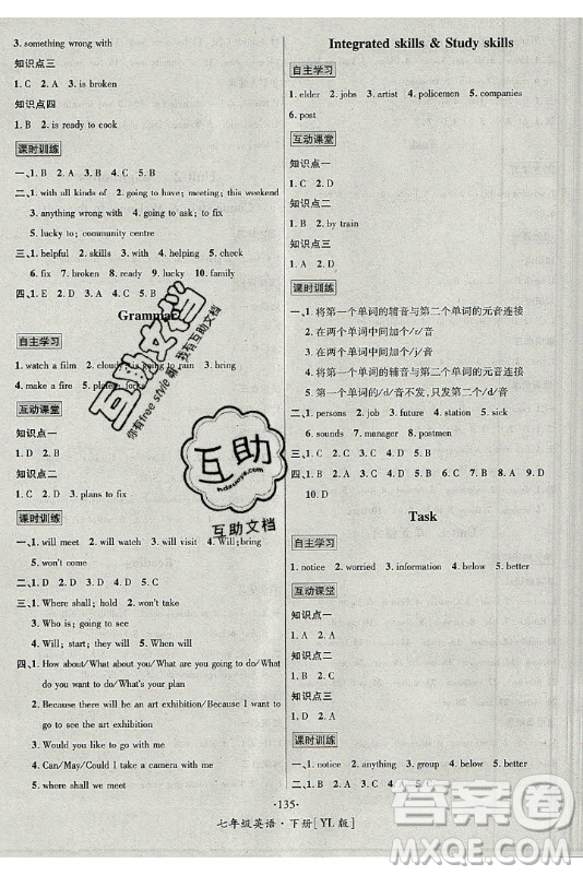 海南出版社2021名師名題英語七年級(jí)下冊(cè)YL譯林版答案