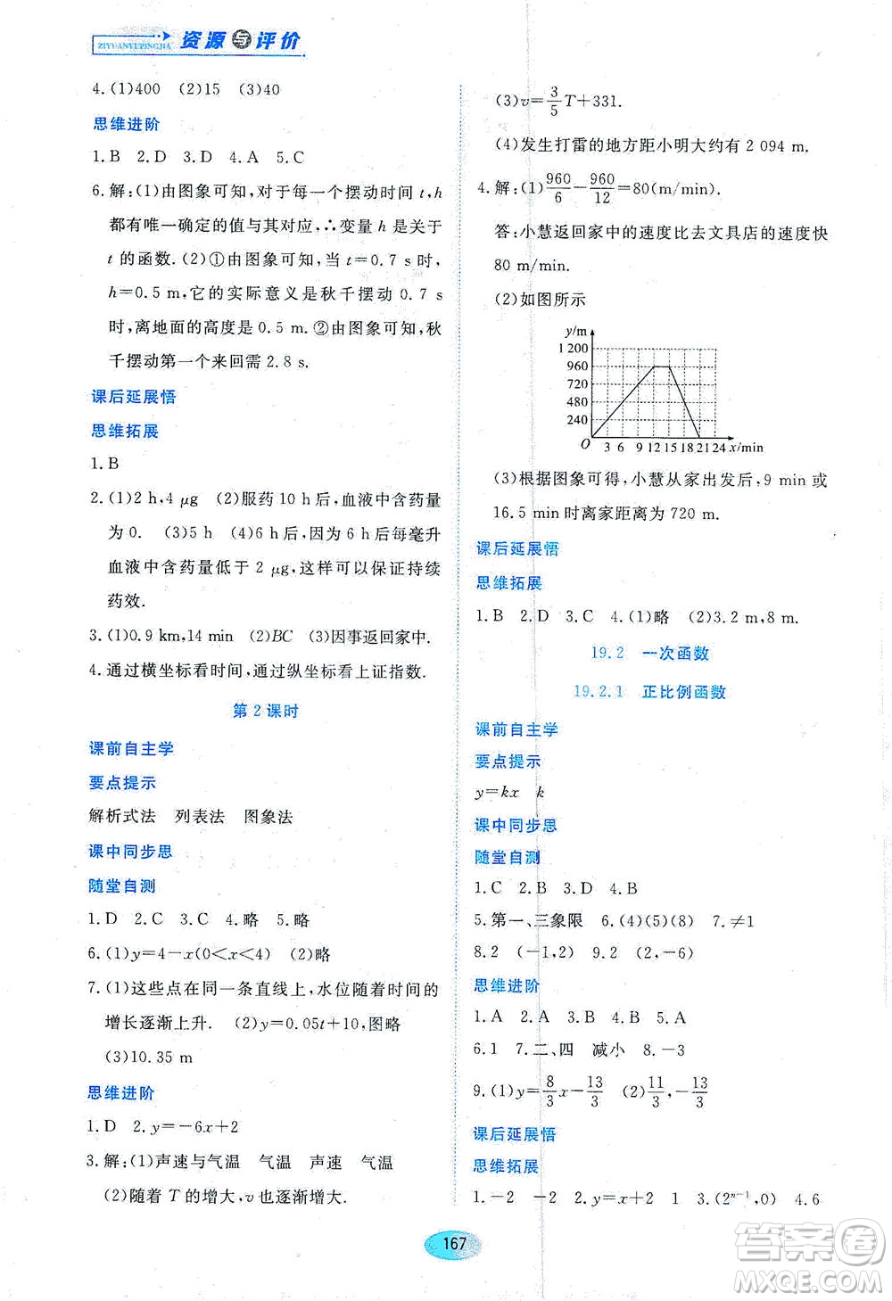 黑龍江教育出版社2021資源與評價八年級數(shù)學下冊人教版答案